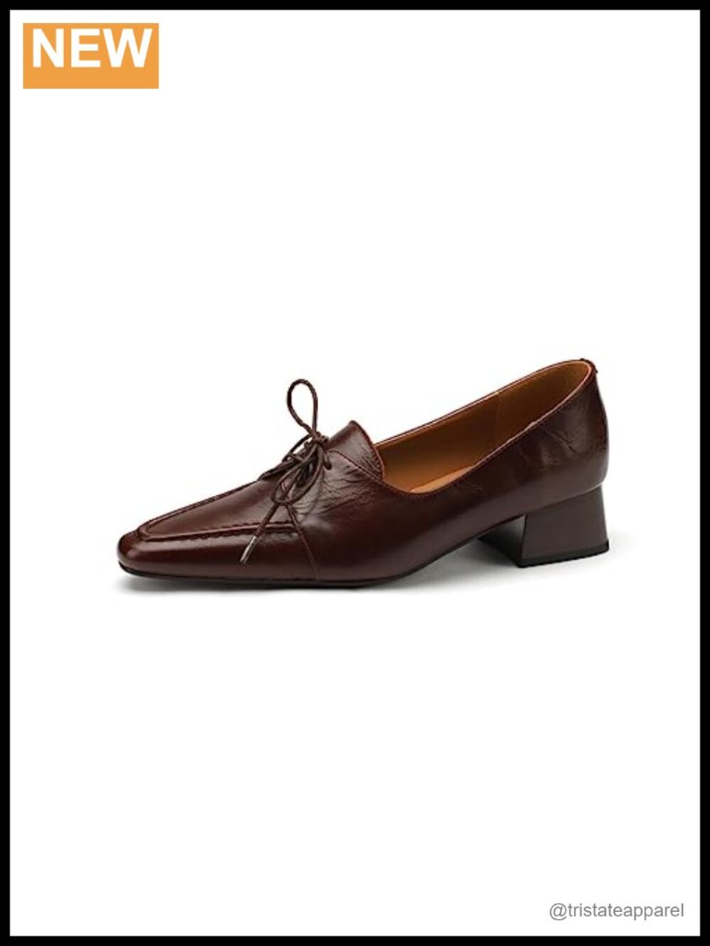 Handmade Genuine Leather Square Toe Block Heel Office Pumps